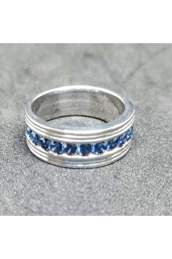 2.00Ct Round Cut Tanzanite Wedding Band Ring 14K White Gold Plated