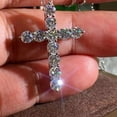 thumbnail image 1 of 2.00Ct Round Cut VVS1 Moissanite Cross Pendant Necklace – 14K White Gold Plated Sterling Silver Religious Charm with 18" Free Chain – Graduation & Faith Jewelry, 1 of 6