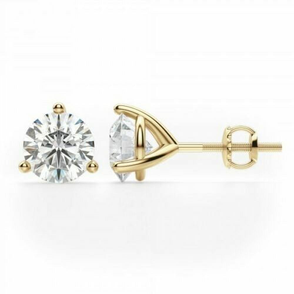 NM JEWELS 2.00Ct Round Cut White Diamond Yellow Stud Earrings 14k Yellow Gold Finish
