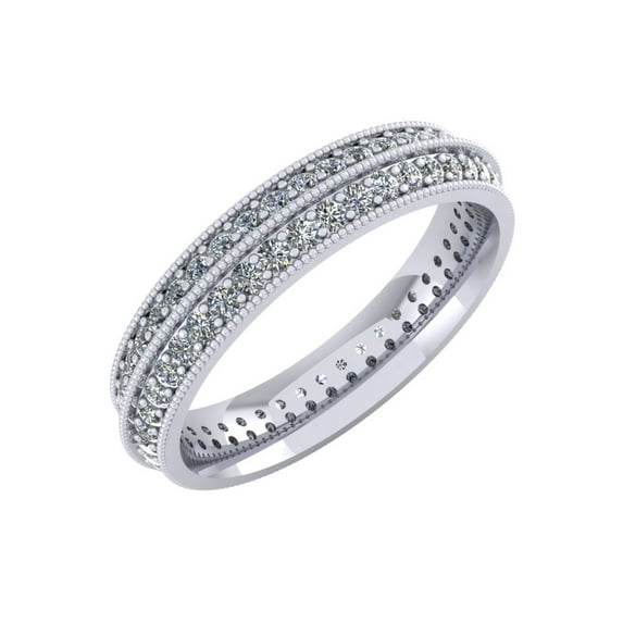 2.00Ct Round Natural Diamond 2Row Milgrain Ladies Anniversary Wedding Eternity Band Ring 14k Gold GH I1