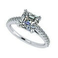 thumbnail image 1 of 2.00ct Asscher Cut Cathedral Solitaire Engagement Ring, Pure Brilliance Zirconia-Silver-Rhodium Plated-Size 4.5, 1 of 7