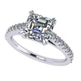 thumbnail image 1 of 2.00ct Asscher Cut Cathedral Solitaire Engagement Ring, Pure Brilliance Zirconia-Silver-Rhodium Plated-Size 6.5, 1 of 7