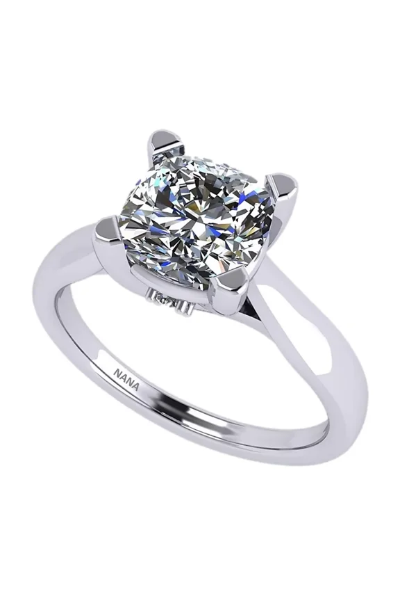 2.00ct Cushion Lucita Solitaire Simulated Diamond Wedding Engagement Ring 10K White Gold - 7.0mm - Size 10