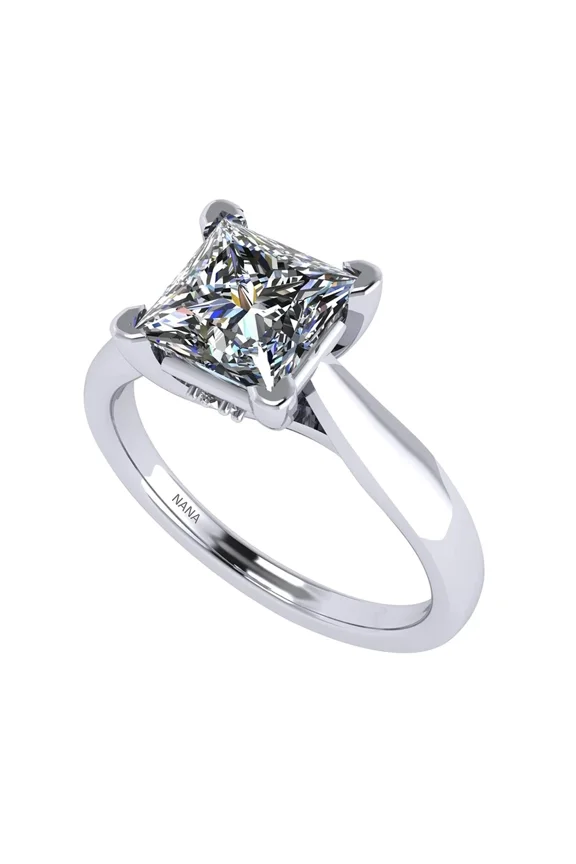 2.00ct Princess Lucita Solitaire Simulated Diamond Wedding Engagement Ring 14K Gold-7.0mm-Size 10