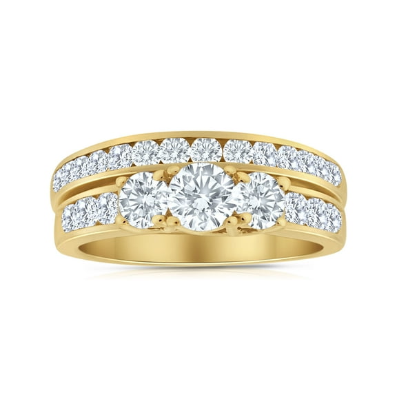 2.00ctw Diamond Three Stone Bridal Set in 14k Yellow Gold
