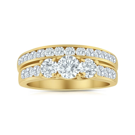 2.00ctw Diamond Three Stone Bridal Set in 14k Yellow Gold
