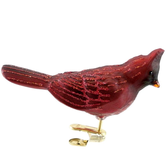 2.00In Northern Cardinal, Glass, Ornament Christmas Clip-On Bird 18044 Matte