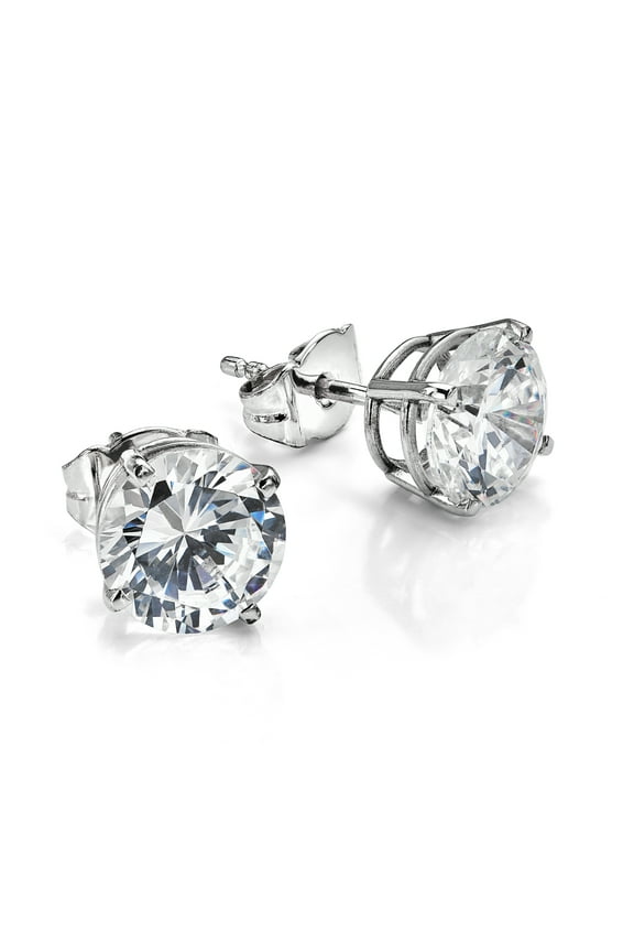2.01 CT Certified Lab Grown Round Diamond Studs Earrings in 14k White Gold E VS2