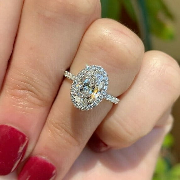GIMELIS 2.01 CT Oval Lab Diamond Solitaire Engagement Ring, 14K White Gold