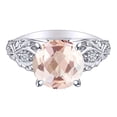 thumbnail image 1 of AFFY 2.01 Carat Round Shape Simulated Peach Pink Morganite & Natural Diamond Filigree Ring 14K Solid White Gold Ring Size-6.5, 1 of 2