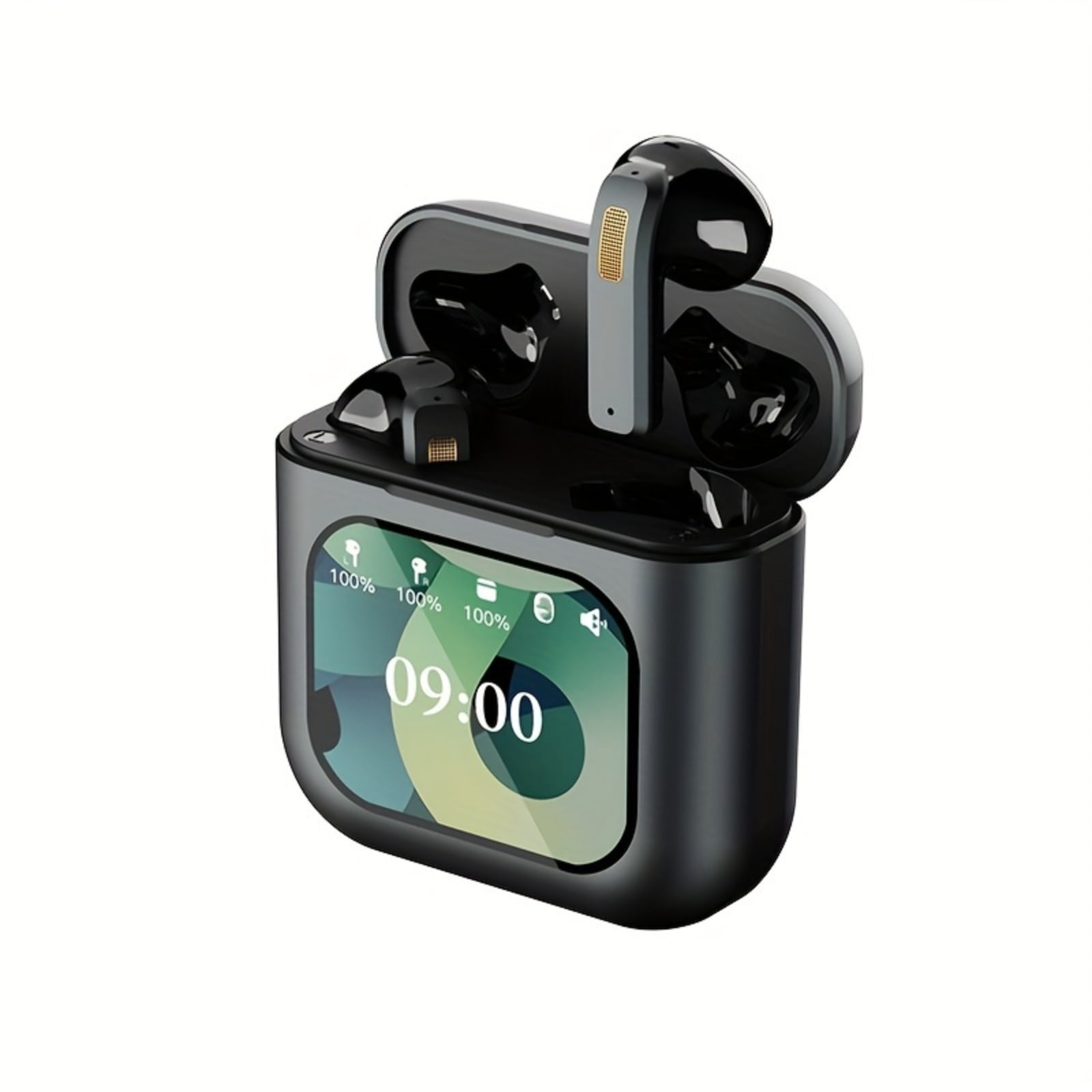 2.01" Touch Screen Wireless Bluetooth Earbuds with 8G Memory, 30H Playtime Deep Bass Bluetooth Headphones with 4 ENC Mic, Waterproof Wireless Earphones for Tablet Laptop Android/iOS Phones(Black)