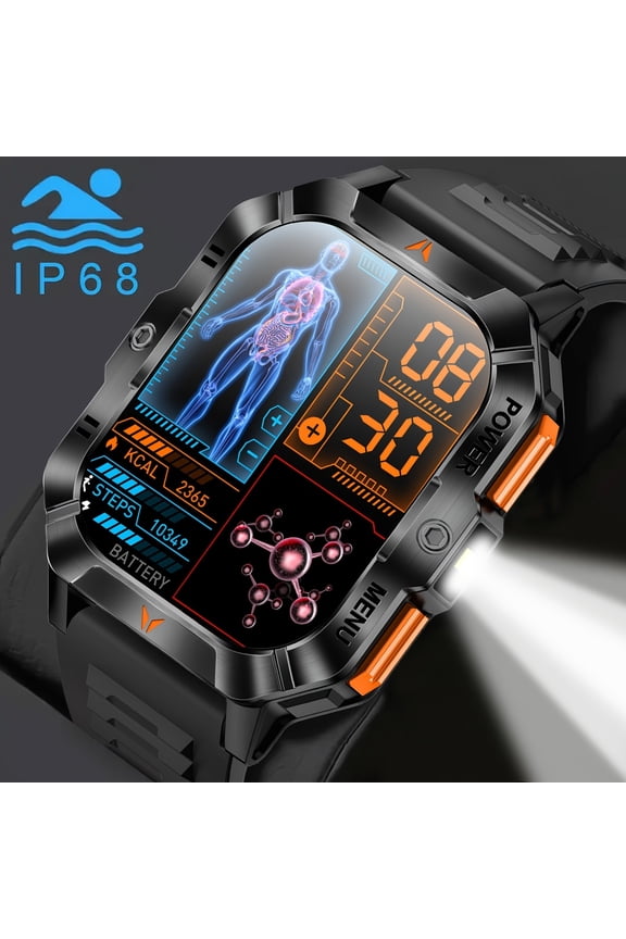 2.01" Wireless Calling Smartwatch, Answer & Hang Up, 430mAh, Fitness Tracking, Message Alerts, Built-In Flashlight, Sedentary Water Drinking Alarm Reminders