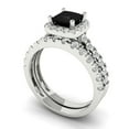 thumbnail image 1 of 2.01 ct Brilliant Princess Cut Natural Onyx 14k White Gold Halo Solitaire with Accents Engagement Bridal Wedding Ring Band Set size 5.5, 1 of 7