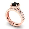 thumbnail image 1 of 2.01 ct Brilliant Princess Cut Natural Onyx 18K Rose Gold Halo Solitaire with Accents Engagement Bridal Wedding Ring Band Set size 10.5, 1 of 7