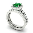 thumbnail image 1 of 2.01 ct Brilliant Princess Cut Emerald 14k White Gold Halo Solitaire with Accents Engagement Bridal Wedding Ring Band Set size 7.25, 1 of 7