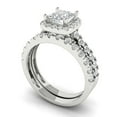 thumbnail image 1 of 2.01 ct Brilliant Princess Cut White Sapphire 18K White Gold Halo Solitaire with Accents Engagement Bridal Wedding Ring Band Set size 9, 1 of 7
