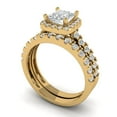 thumbnail image 1 of 2.01 ct Brilliant Princess Cut White Sapphire 18K Yellow Gold Halo Solitaire with Accents Engagement Bridal Wedding Ring Band Set size 5, 1 of 7