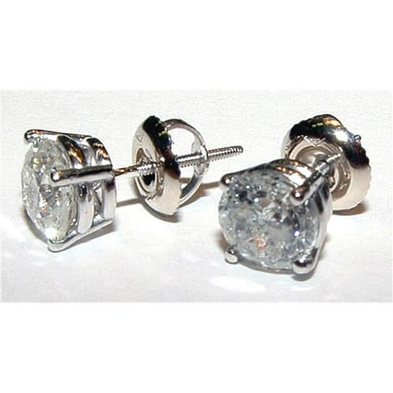 2.02 CT Diamonds Round Gold Stud Earrings