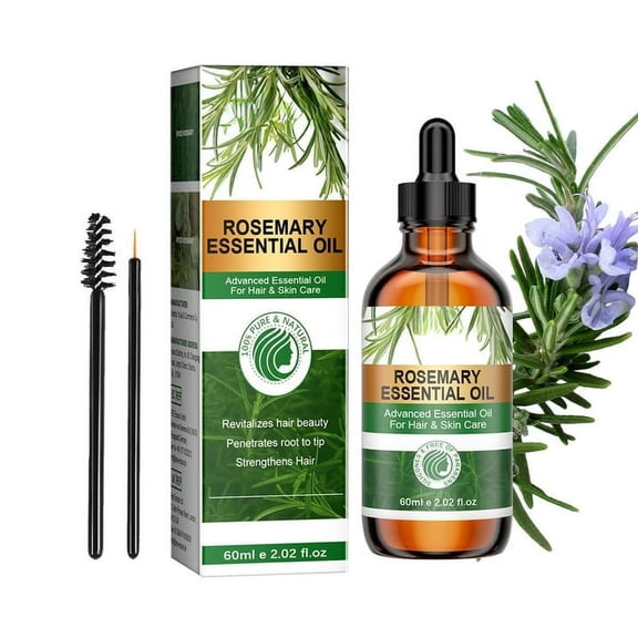 2.02 Fl Oz Pure Rosemary Essential Oil with with Glass Dropper - Undiluted Rosemary Massage Oil for Hair Growth Skin Care and Nails and Refreshing Aromatherapy Oil for Diffusers,1PCS
