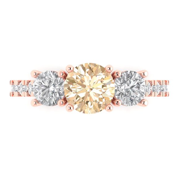 Three-Stone Engagement Ring for Women - 1.97ct Natural Morganite in 18K Rose Gold Promise Ring