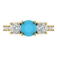 thumbnail image 1 of Three-Stone Engagement Ring for Women - 1.97ct Simulated Turquoise in 14K Yellow Gold Promise Ring, 1 of 8