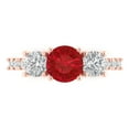 thumbnail image 1 of Clara Pucci 14K Rose Gold Solid Gold Ruby Three-Stone Anniversary Ring for Women - 1.97 cttw Round Cut, 1 of 8