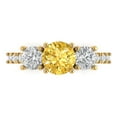 thumbnail image 1 of Clara Pucci 14K Yellow Gold Solid Gold Yellow Three-Stone Anniversary Ring for Women - 1.97 cttw Round Cut, 1 of 8