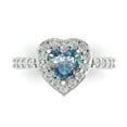 thumbnail image 1 of 2.03 ctw with Simulated Diamond Halo Accents Anniversary Ring for Women | Heart Cut Blue Moissanite | Hyperallergenic Solid 18K White Gold, 1 of 5