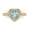 thumbnail image 1 of Halo Engagement Ring for Women - 2.03ct Simulated Blue Diamond in 14K Yellow Gold Promise Ring, 1 of 6