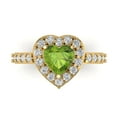 thumbnail image 1 of Halo Engagement Ring for Women - 2.03ct Natural Peridot in 14K Yellow Gold Promise Ring, 1 of 8