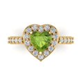 thumbnail image 1 of Halo Engagement Ring for Women - 2.03ct Natural Peridot in 14K Yellow Gold Promise Ring, 1 of 8