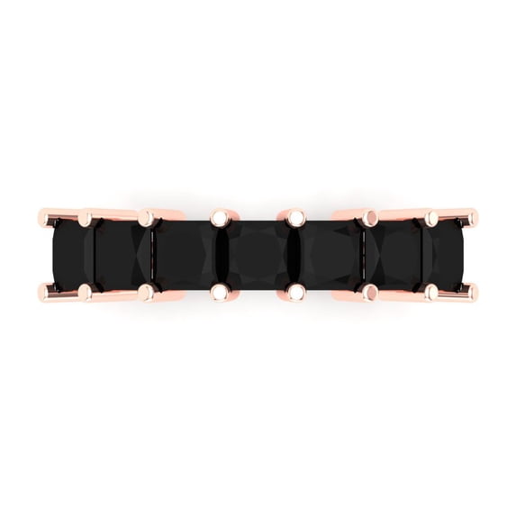2.03 ct Brilliant Princess Cut Natural Onyx 18K Rose Gold Eternity Band SZ 6