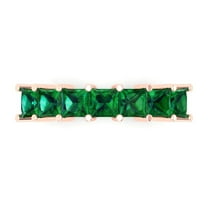 1.75 ctw Wedding Band for Women - 18K Rose Gold Simulated Emerald Stackable Eternity Ring