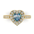 thumbnail image 1 of 2.03 ct Heart Cut Blue Moissanite Halo Engagement Ring for Women in 18K Yellow Gold, 1 of 5