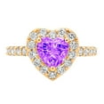 thumbnail image 1 of 2.03 ct Heart Cut Natural Amethyst with Simulated Diamond Halo Accents 14K Yellow Gold Womens Engagement Ring, 1 of 3