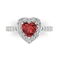 thumbnail image 1 of 2.03 ctw with Simulated Diamond Halo Accents Anniversary Ring for Women | Heart Cut Natural Garnet | Hyperallergenic Solid 18K White Gold, 1 of 5