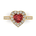 thumbnail image 1 of 2.03 ctw with Simulated Diamond Halo Accents Anniversary Ring for Women | Heart Cut Natural Garnet | Hyperallergenic Solid 18K Yellow Gold, 1 of 5
