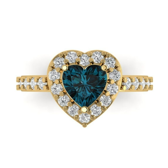 Clara Pucci 14K Yellow Gold 2.03ct LondonBlueTopaz Halo Ring for Women