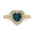 thumbnail image 1 of 2.03 ct Heart Cut Natural London Blue Topaz with Simulated Diamond Halo Accents 18K Yellow Gold Womens Engagement Ring, 1 of 5
