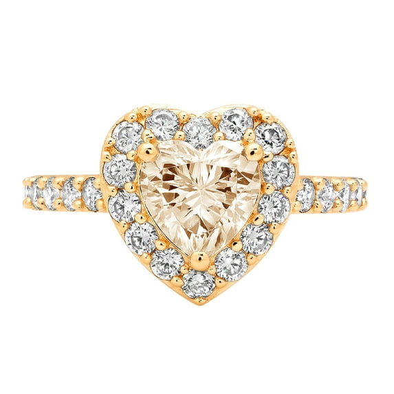 2.03 ct Heart Cut Natural Morganite with Simulated Diamond Halo Accents 14K Yellow Gold Womens Engagement Ring