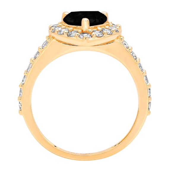 2.03 ct Heart Cut Natural Onyx Halo Engagement Ring for Women in 18K Yellow Gold