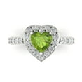 thumbnail image 1 of 2.03 ct Heart Cut Natural Peridot with Simulated Diamond Halo Accents 18K White Gold Womens Engagement Ring, 1 of 5