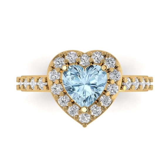Clara Pucci 14K Yellow Gold 2.03ct SkyBlueTopaz Halo Ring for Women
