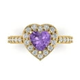 thumbnail image 1 of Clara Pucci 14K Yellow Gold Solid Gold Alexandrite Halo Anniversary Ring for Women - 2.03 cttw Heart Cut, 1 of 8