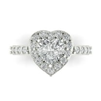 2.03 ct Heart Cut Simulated Diamond Halo 14K White Gold Womens Engagement Ring