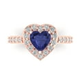 thumbnail image 1 of 2.03 ct Heart Cut Simulated Tanzanite with Simulated Diamond Halo Accents 18K Rose Gold Womens Engagement Ring, 1 of 6