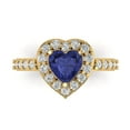 thumbnail image 1 of 2.03 ct Heart Cut Simulated Tanzanite with Simulated Diamond Halo Accents 18K Yellow Gold Womens Engagement Ring, 1 of 5