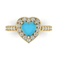 thumbnail image 1 of 2.03 ct Heart Cut Simulated Turquoise Halo Engagement Ring for Women in 18K Yellow Gold, 1 of 5