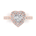 thumbnail image 1 of 2.03 ct Heart Cut White Sapphire with Simulated Diamond Halo Accents 14K Rose Gold Womens Engagement Ring, 1 of 6