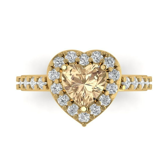 Clara Pucci 14K Yellow Gold 2.03ct YellowMoissanite Halo Ring for Women